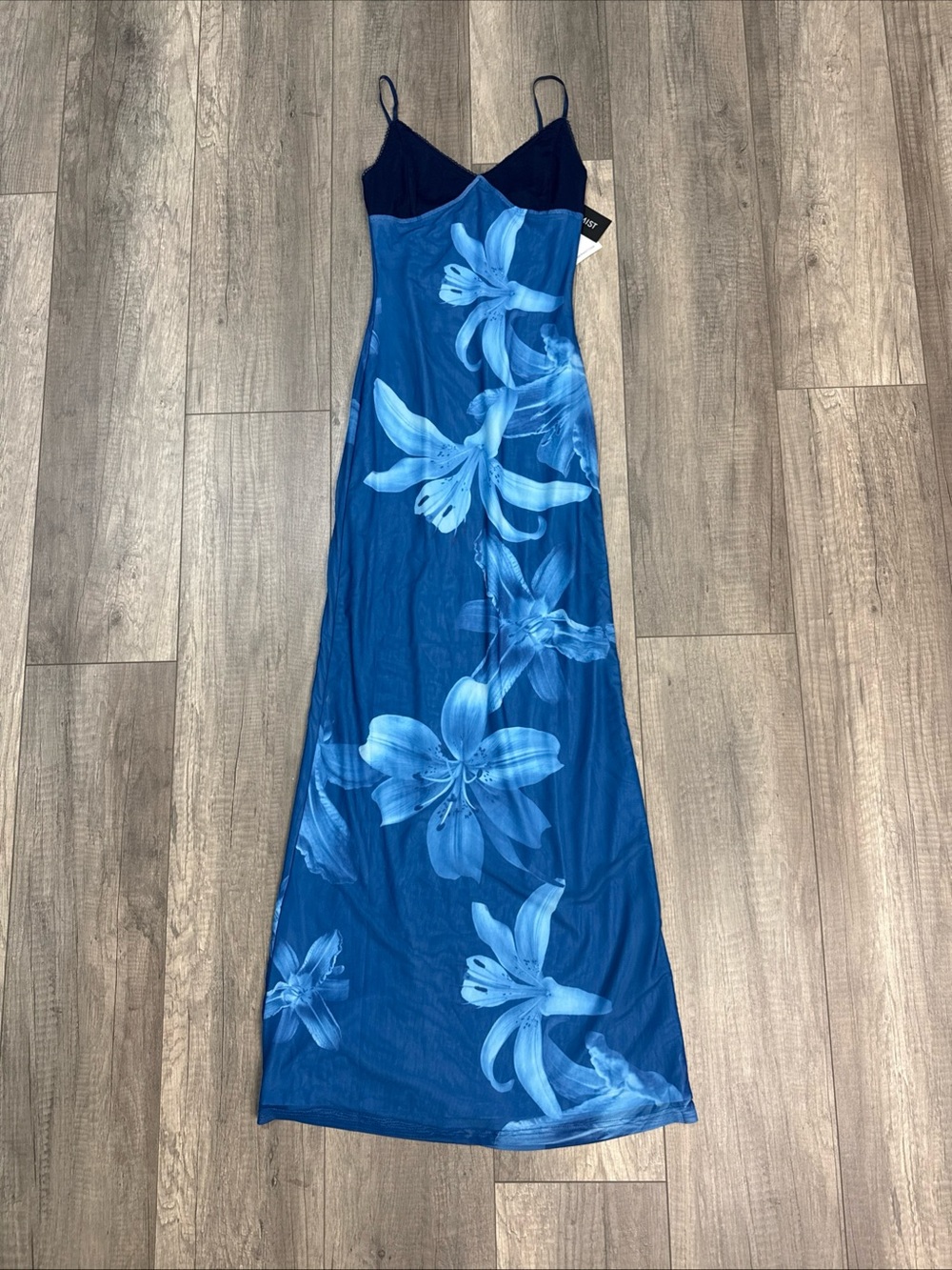 Tiger Mist Navy and Bright Blue Floral Maxi Slip Dress